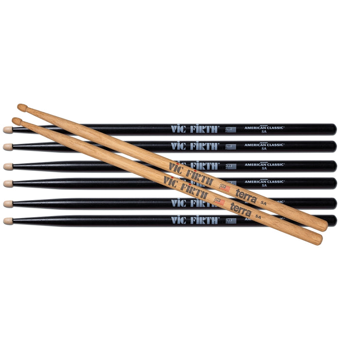 Vic Firth 3 Pair 5AB + 1 Pair 5AT Terra Free