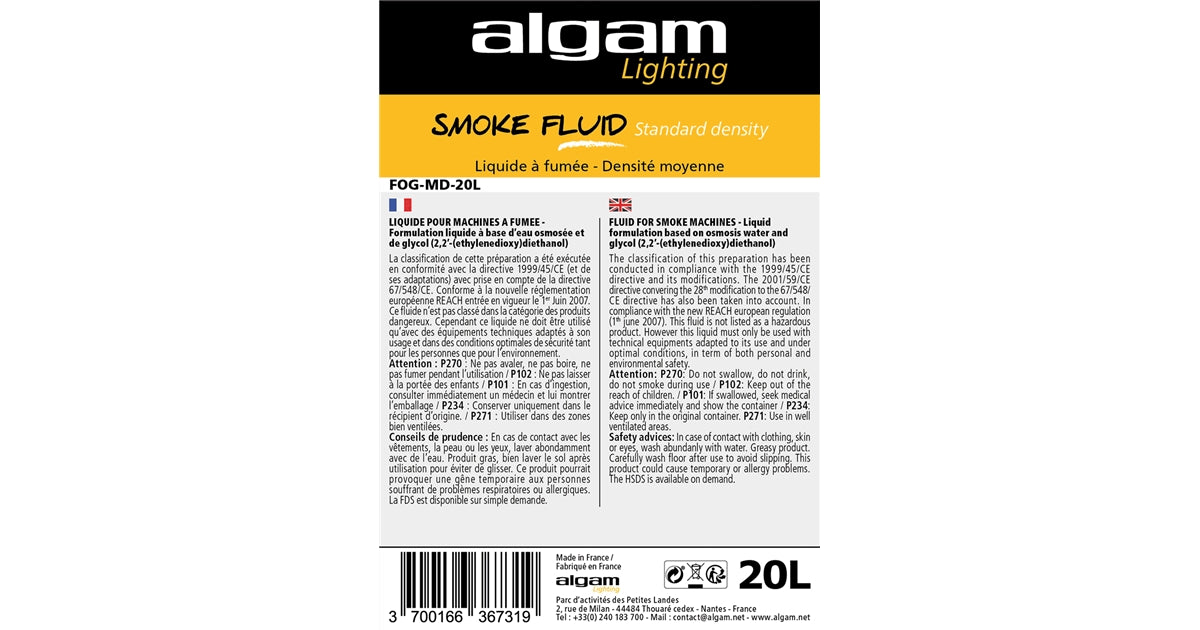 Algam Lighting FOG-MD-20L Liquido Fumo Media Densità 20L