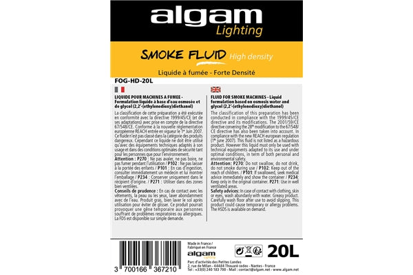 Algam Lighting FOG-HD-20L Liquido Fumo Alta Densità 20L