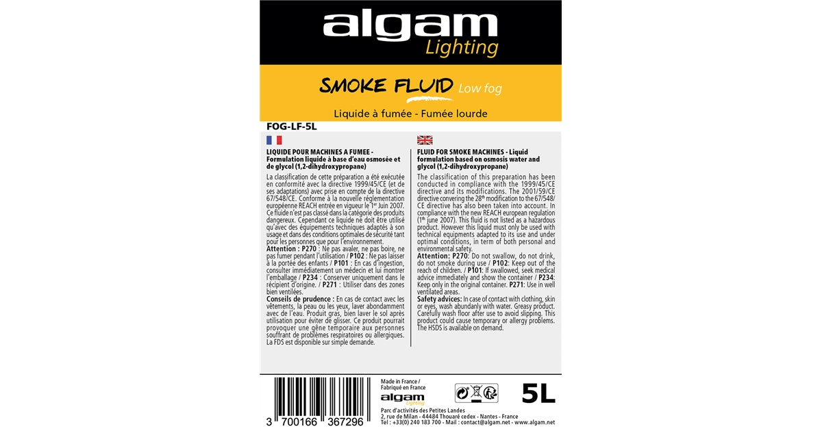 Algam Lighting FOG-LF-5L Liquido Fumo Basso 5L