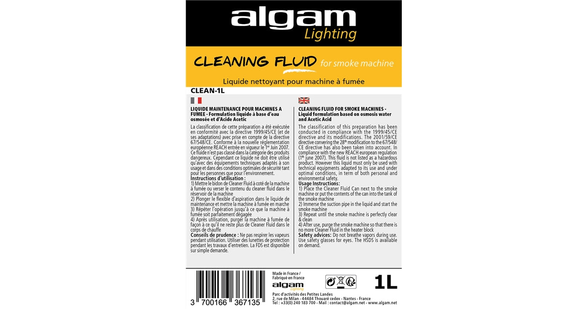 Algam Lighting CLEAN-1L Liquido Pulizia Macchina del Fumo 1L