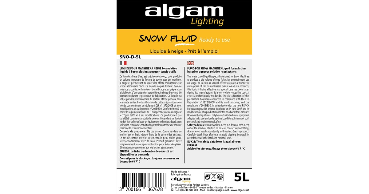 Algam Lighting SNO-D-5L Liquido Neve Pronto all'Uso 5L