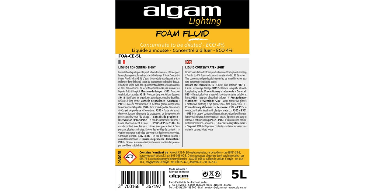 Algam Lighting FOA-CE-5L Liquido Schiumogeno Concentrato ECO 4% 5L