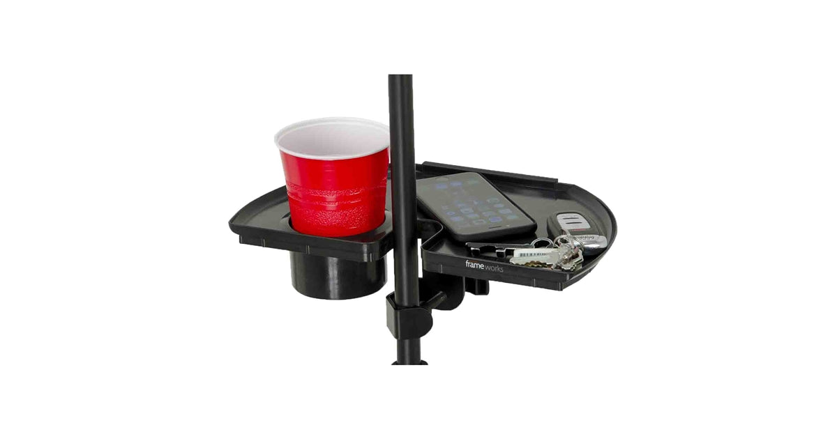 Gator Frameworks GFW-MICACCTRAY Vassoio per accessori con portabicchiere per asta microfonica