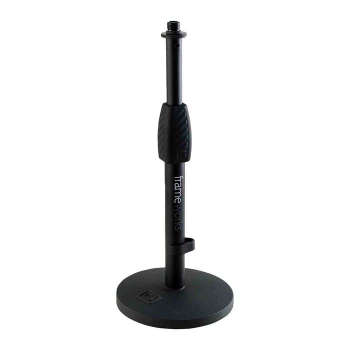 Gator Frameworks GFW-MIC-0601 Supporto da tavolo per microfono con base tonda da 15 cm e altezza regolabile 25-38 cm<br>