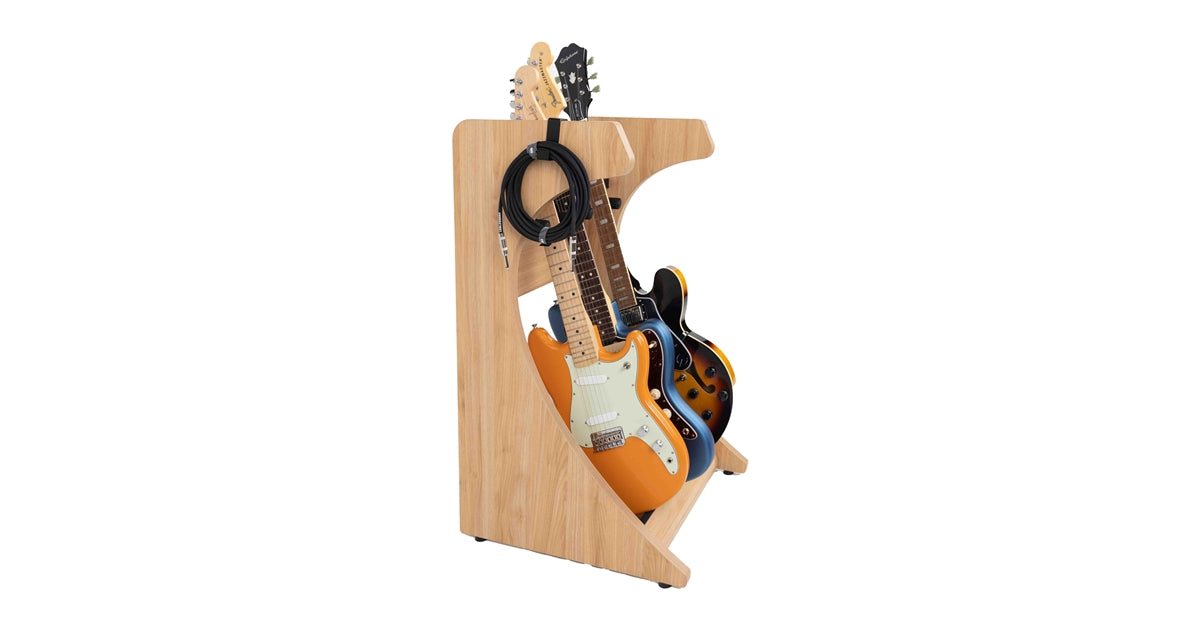 Gator Frameworks GFW-ELITEGTR3RK-MPL Rack per chitarre 3-4 posti in finitura acero naturale opaco<br>