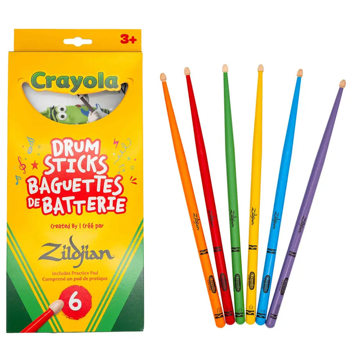 ZILDJIAN PZA ZKIDS 6 DRUMSTICKS + PAD, CRAYOLA