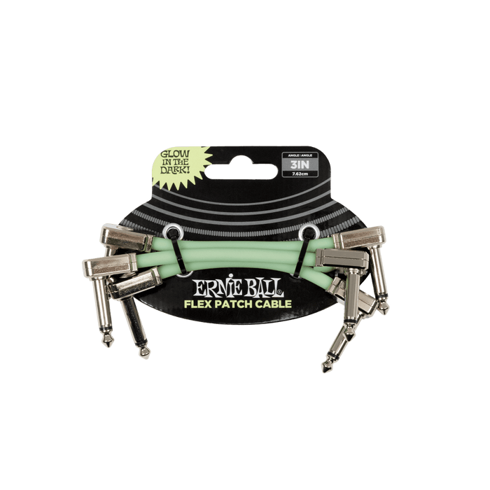 Ernie Ball 6474 Flex Patch Cable Glow in Dark 7.62 cm 3pk