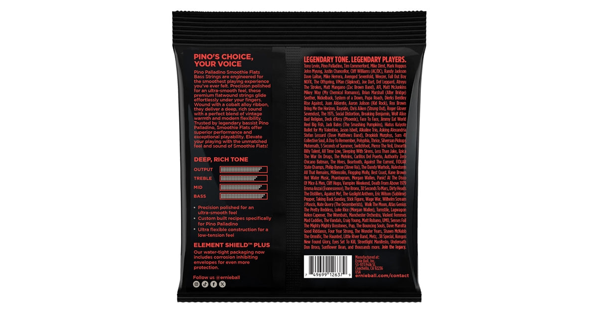 Ernie Ball 2748 Pino Palladino Smoothie Flats Strings Extra Light 38-98