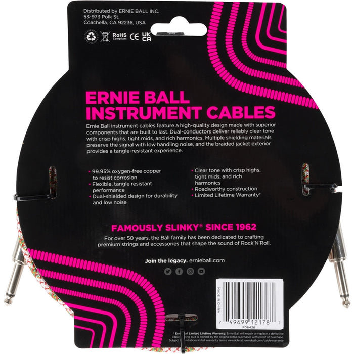 Ernie Ball 6426 Braided Cable Emerald Argyle 3m