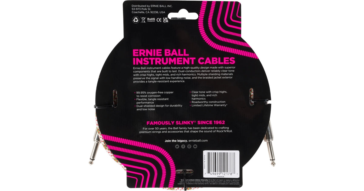 Ernie Ball 6426 Braided Cable Emerald Argyle 3m