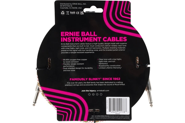 Ernie Ball 6426 Braided Cable Emerald Argyle 3m