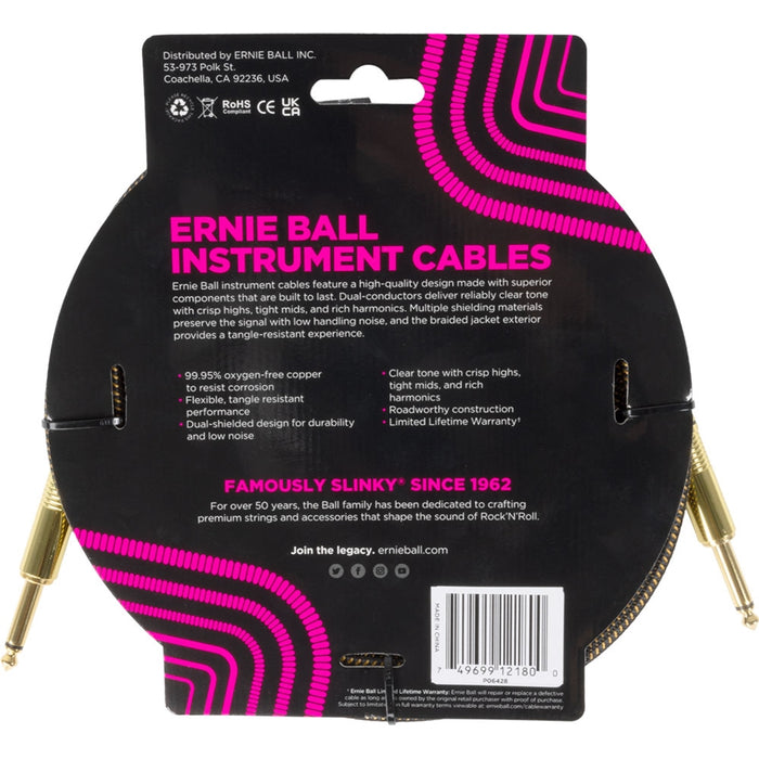 Ernie Ball 6428 Braided Cables Pay Dirt 3m