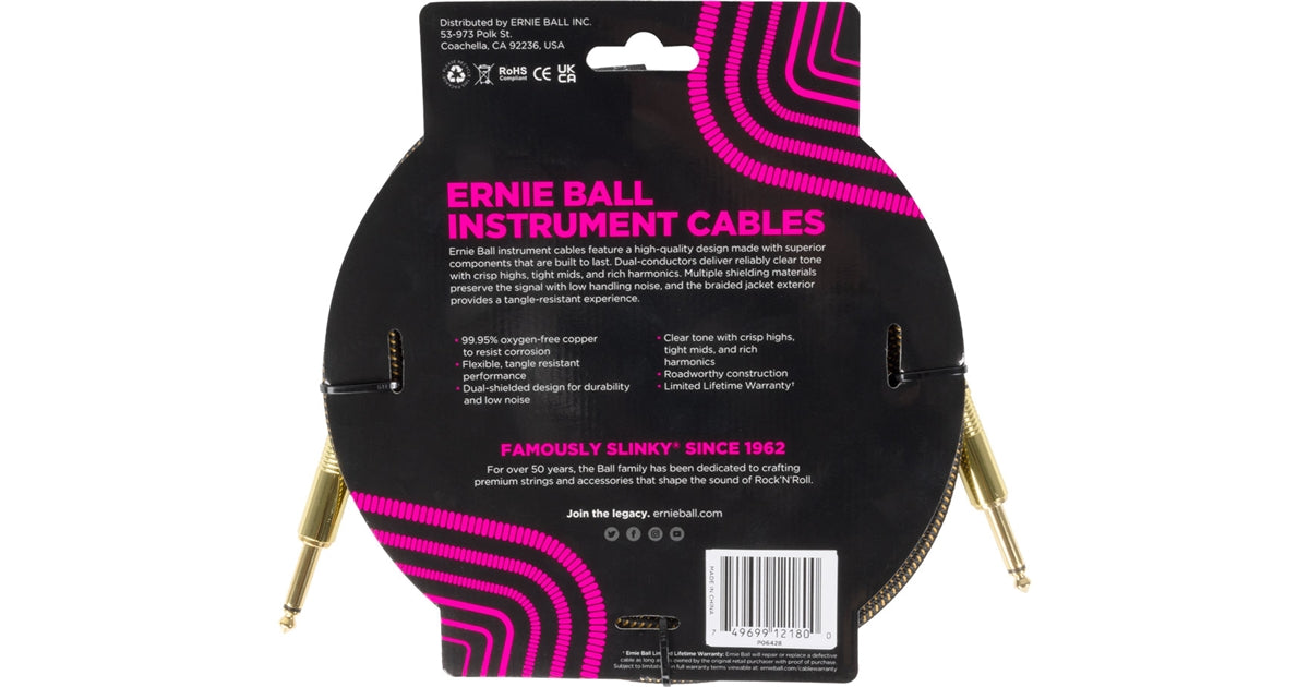 Ernie Ball 6428 Braided Cables Pay Dirt 3m