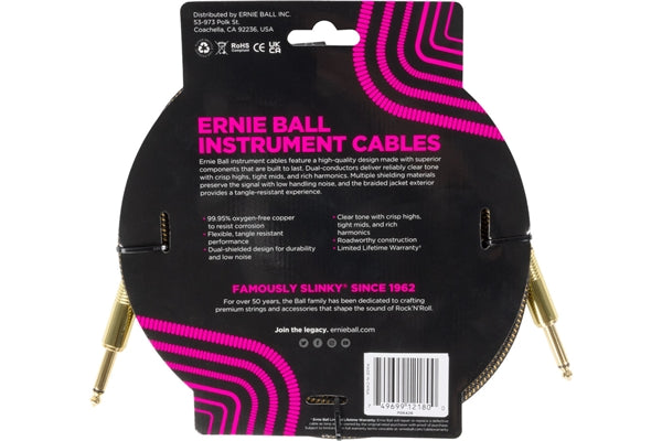 Ernie Ball 6428 Braided Cables Pay Dirt 3m