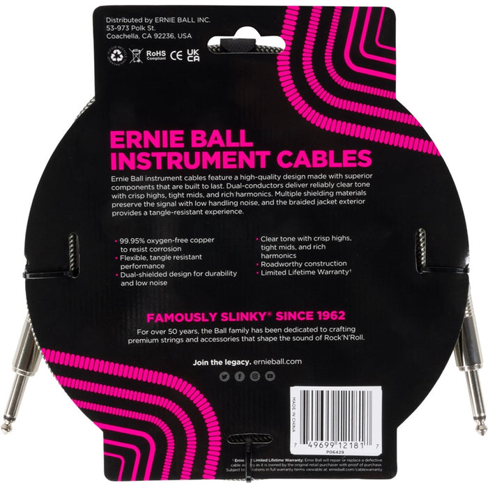 Ernie Ball 6429 Braided Cables Silver Fox 3m