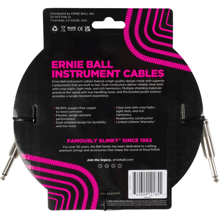 Ernie Ball 6433 Braided Cables Silver Fox 5,5 m