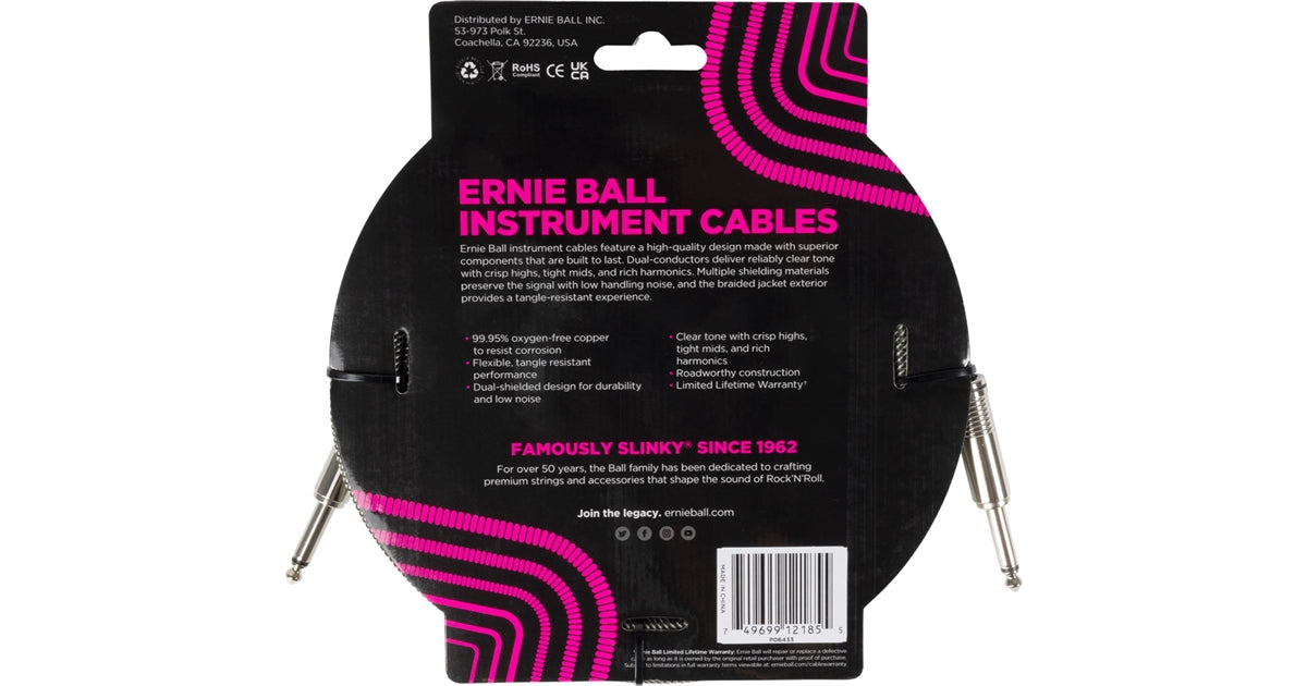 Ernie Ball 6433 Braided Cables Silver Fox 5,5 m