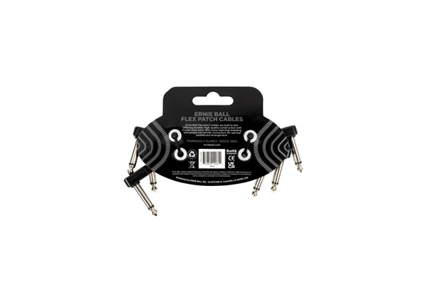 Ernie Ball 6443 Flex Patch Cable Black 8cm 3pk