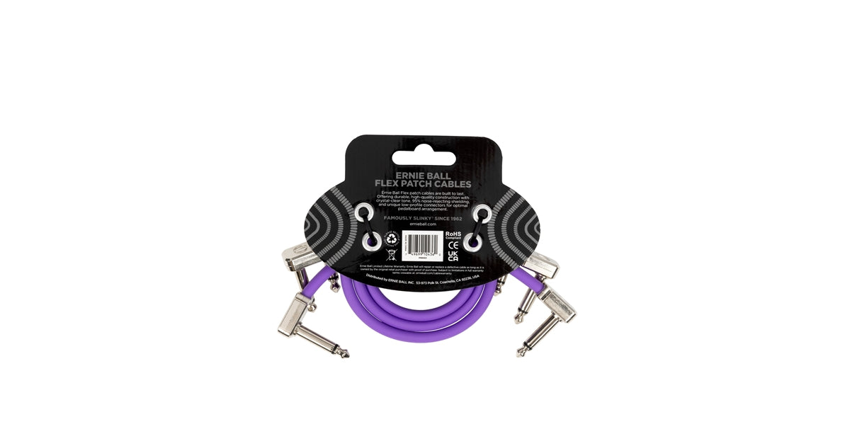 Ernie Ball 6453 Flex Patch Cable Purple 30cm 3pk