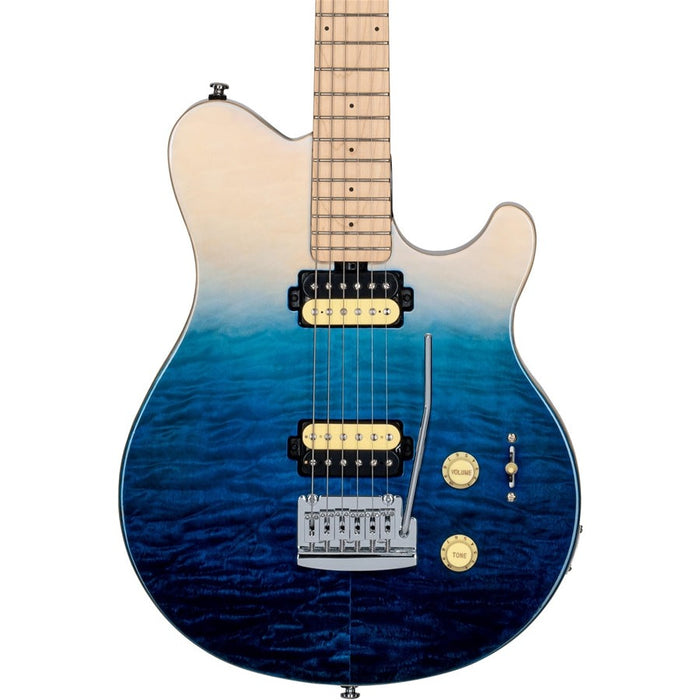 Sterling by Music Man Axis AX3 Quilted Maple Spectrum Blue