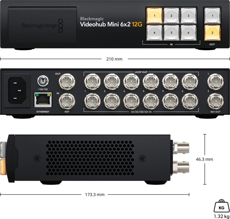Blackmagic Videohub Mini 6x2 12G