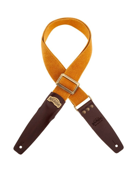 Magrabò Stripe SC Cotton Washed Ocra 5 cm terminali Twinkle Marrone Scuro, fibbia Recta Ottone