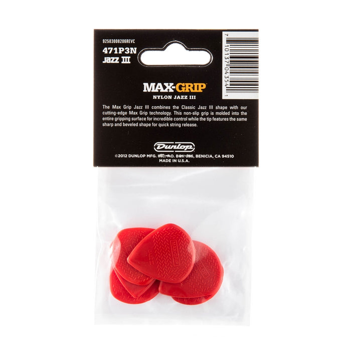 Dunlop 471P3N Max-Grip Jazz III Red Nylon