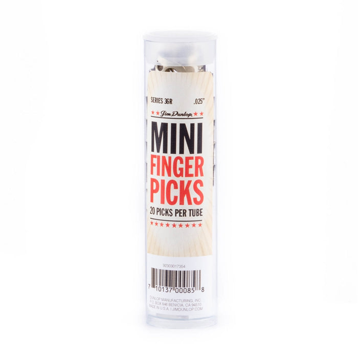 Dunlop 36R N/S MINI FINGER .025 - TUBO 20 PLETTRI