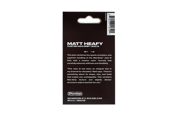 Dunlop 471P3SMH Matt Heafy Max Grip Jazz Player's Pack/6