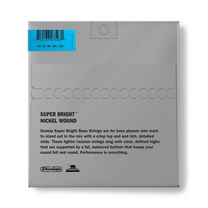 Dunlop DBSBN45125 Super Bright Nickel Wound, Medium Set/5