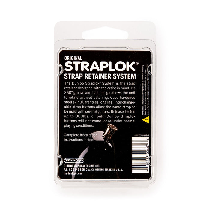 Dunlop SLS1103BK Straplok Original Strap Retainer System, Black