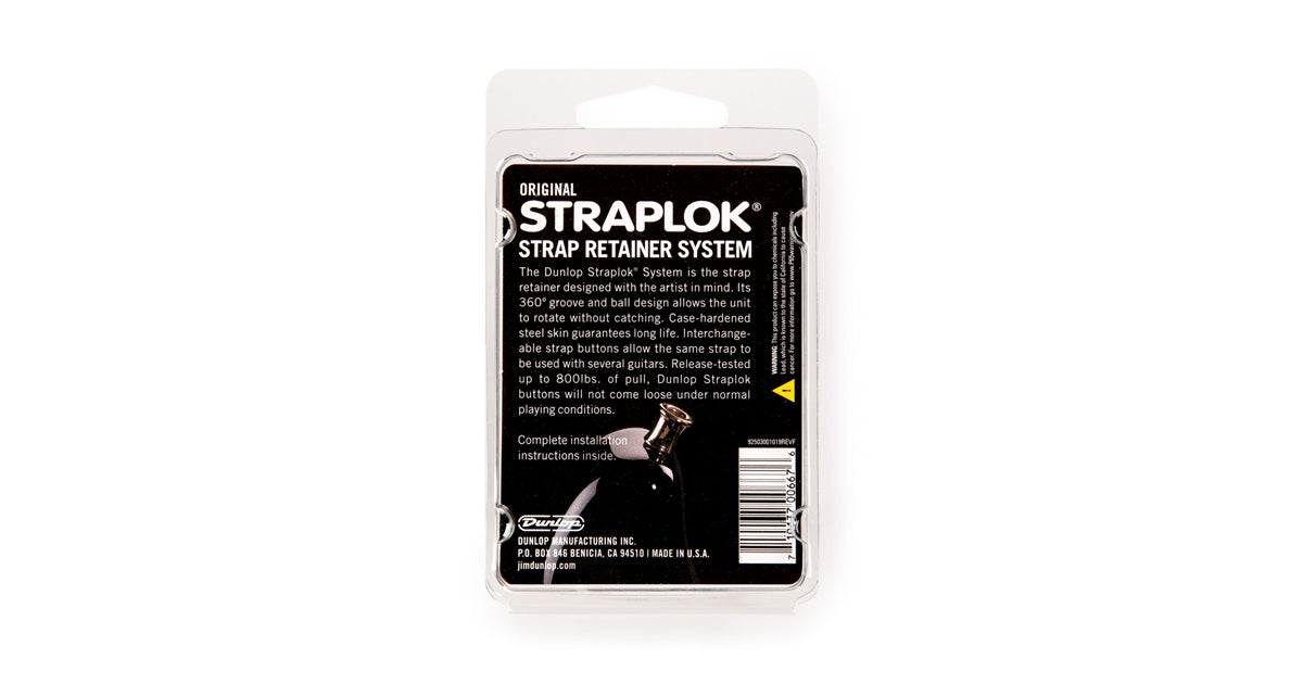 Dunlop SLS1103BK Straplok Original Strap Retainer System, Black