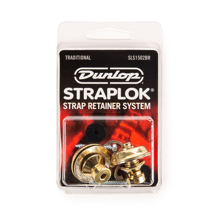 Dunlop SLS1502BR Straplok Traditional Strap Retainer System, Brass