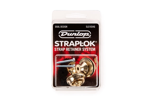 Dunlop SLS1034G Straplok Dual Design Strap Retainer System, Gold