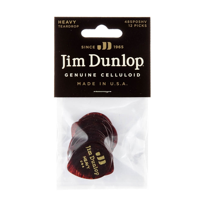 Dunlop 485P-05HV Celluloid Teardrop, Shell Heavy Player's Pack/12