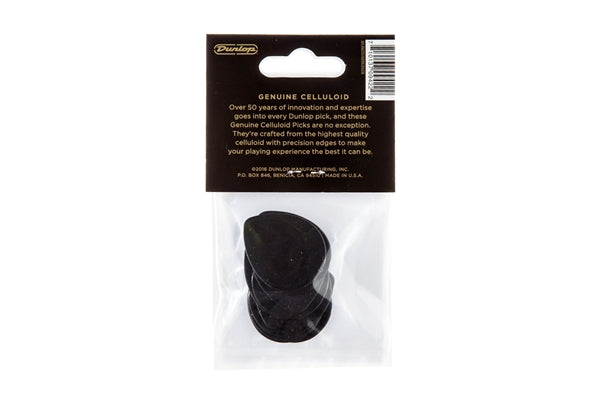 Dunlop 485P-03MD Celluloid Teardrop, Black Medium Player's Pack/12