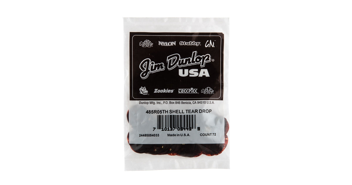 Dunlop 485R-05TH Celluloid Teardrop, Shell Thin Refill Bag/72