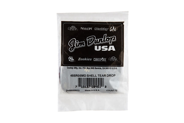 Dunlop 485R-05MD Celluloid Teardrop, Shell Medium Refill Bag/72