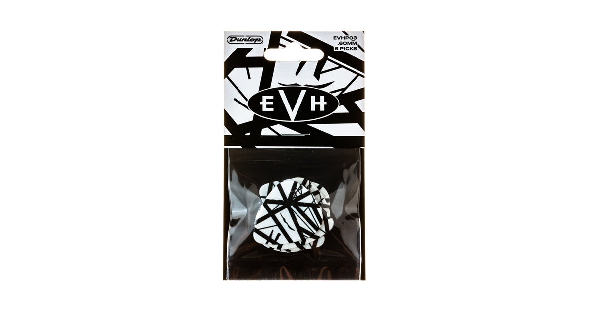 Dunlop EVHP03 EVH Max Grip White With Black Stripes 0.60 mm Pack/6