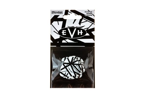 Dunlop EVHP03 EVH Max Grip White With Black Stripes 0.60 mm Pack/6