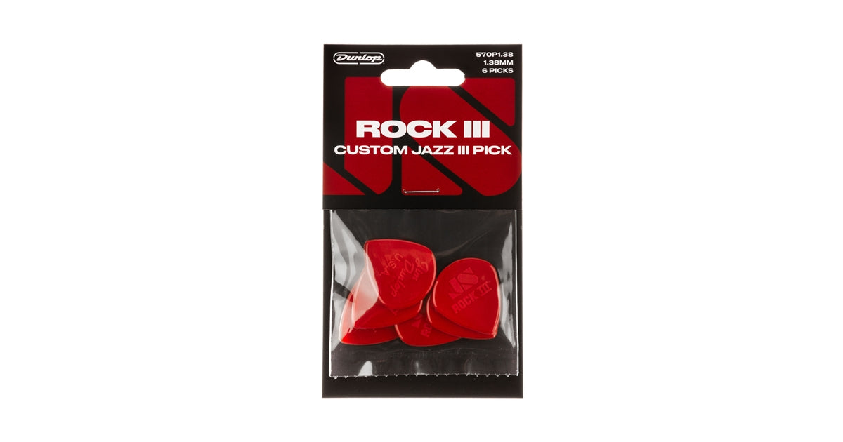 Dunlop 570P138 Rock III Custom Jazz III Pick 6pc