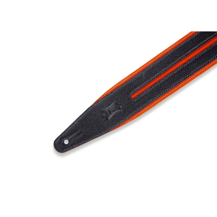 Levy's MG317DRS-ORG_BLK Tracolla in pelle Double Racing Stripe Orange Black 2 1/2""