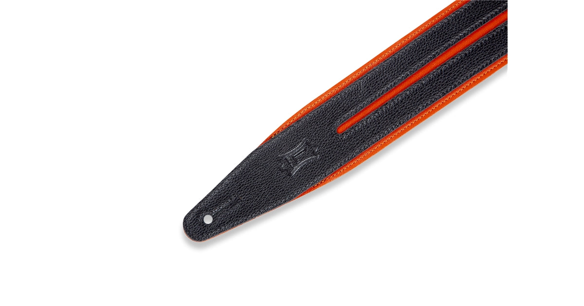 Levy's MG317DRS-ORG_BLK Tracolla in pelle Double Racing Stripe Orange Black 2 1/2""