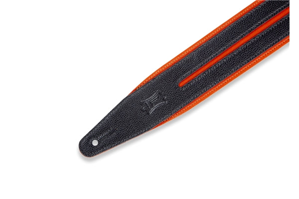 Levy's MG317DRS-ORG_BLK Tracolla in pelle Double Racing Stripe Orange Black 2 1/2""