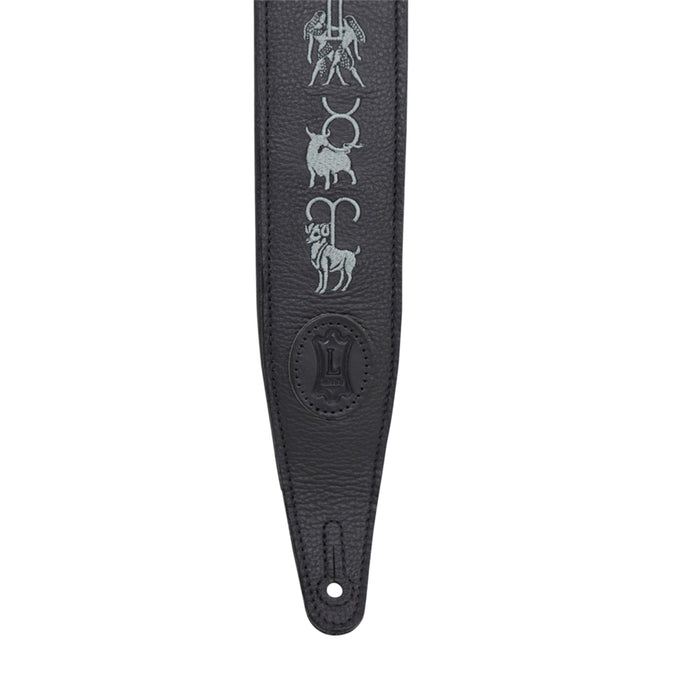 Levy's MG317ZE-BLK Tracolla in pelle ricamata Zodiac Signs Black 2 1/2""