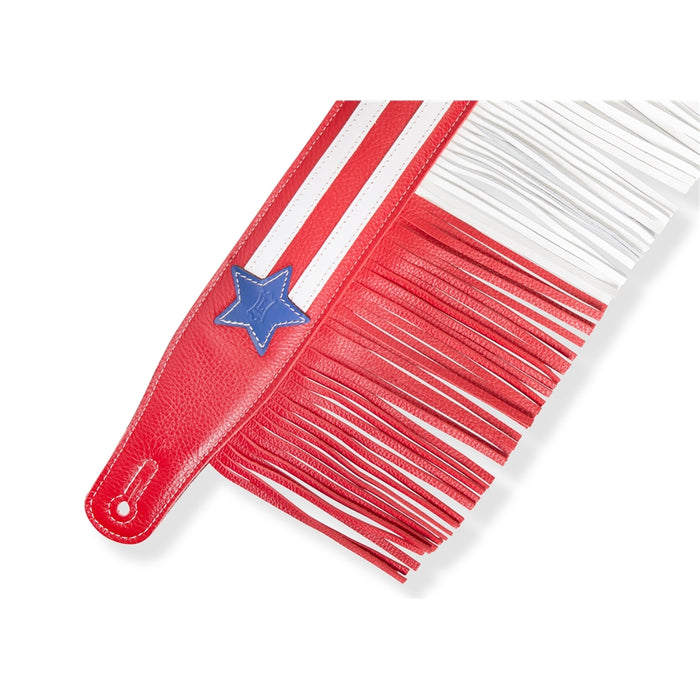 Levy's MGFUSA-RWB Tracolla in pelle pieno fiore Americana Fringe Red White Blue 2 1/2""