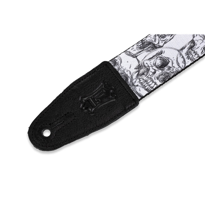 Levy's MPD2-048 Tracolla in poliestere White & Black Skulls 2""