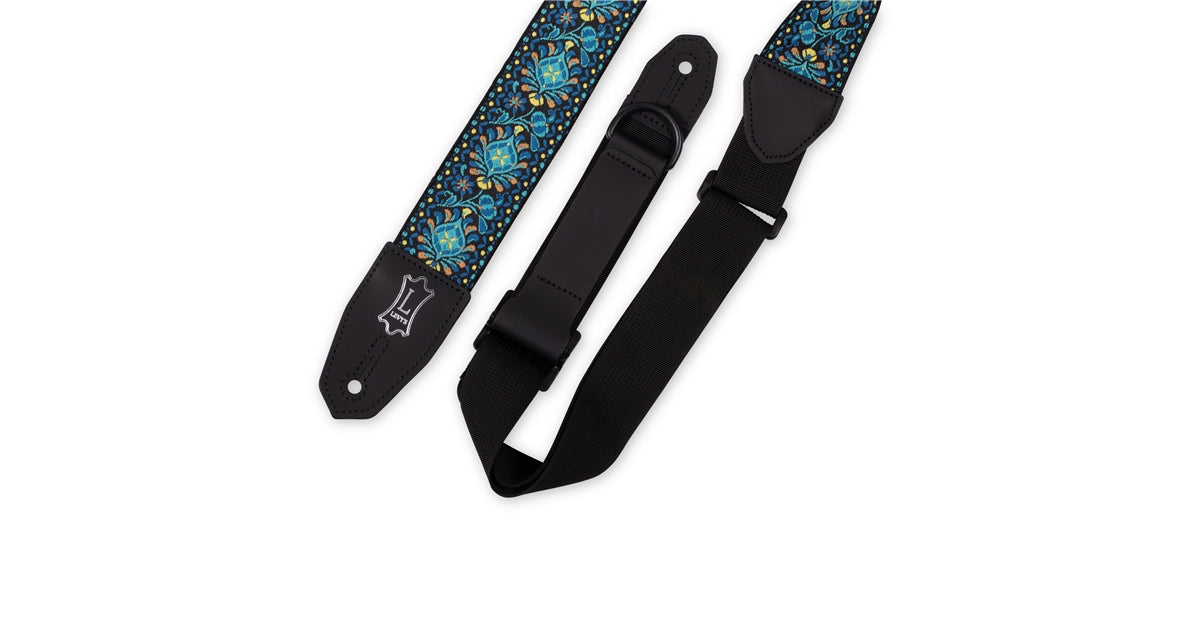 Levy's MRHHT-04 Tracolla in jacquard Black, Blue, Gold Motif 2""