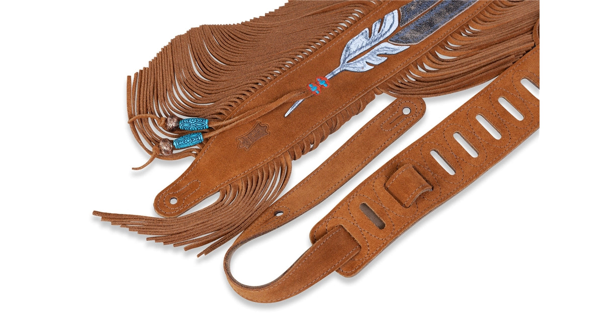 Levy's MS17AIF-004 Tracolla in pelle scamosciata Fringe Feather 2 1/2""